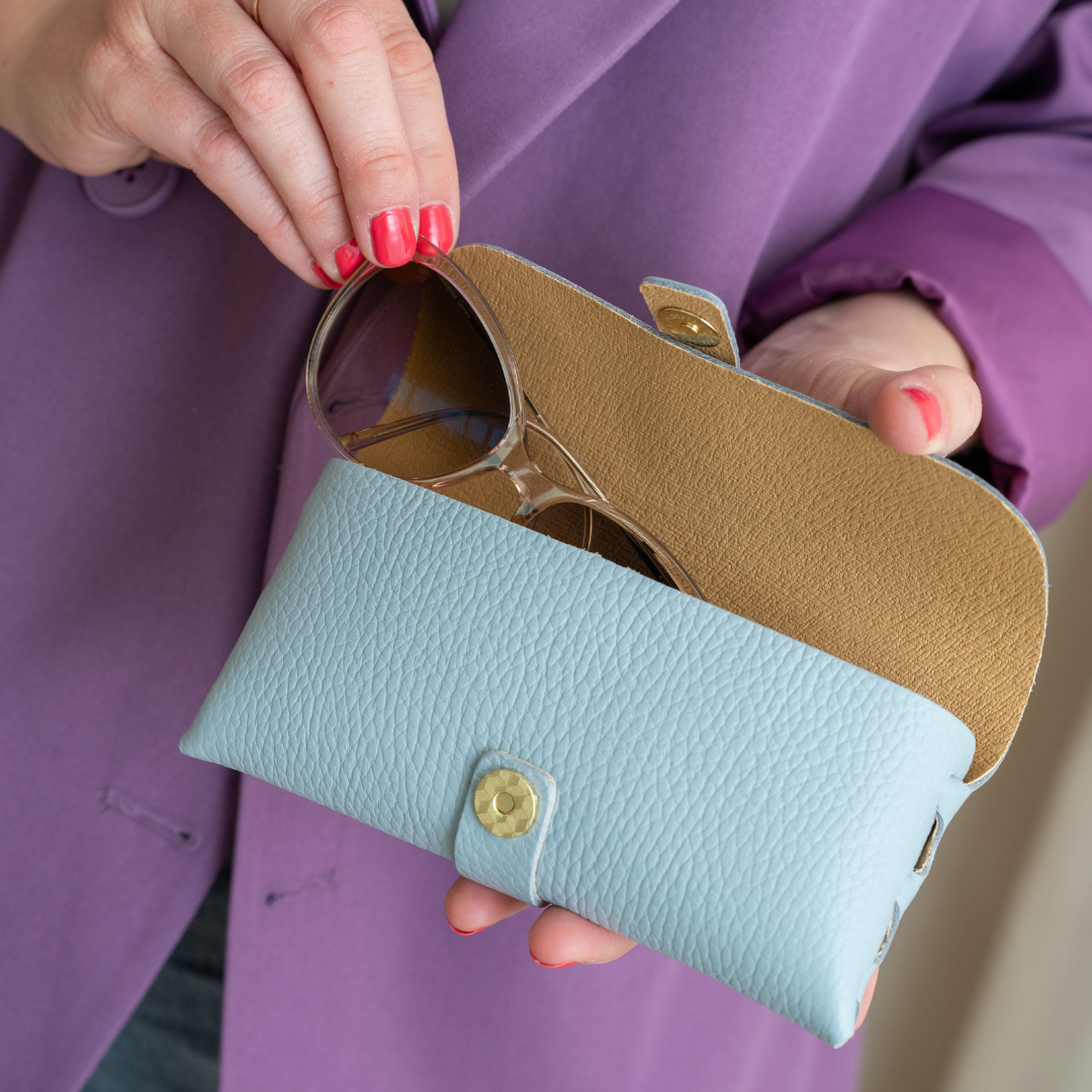 Brillenetui Leder helltaupe