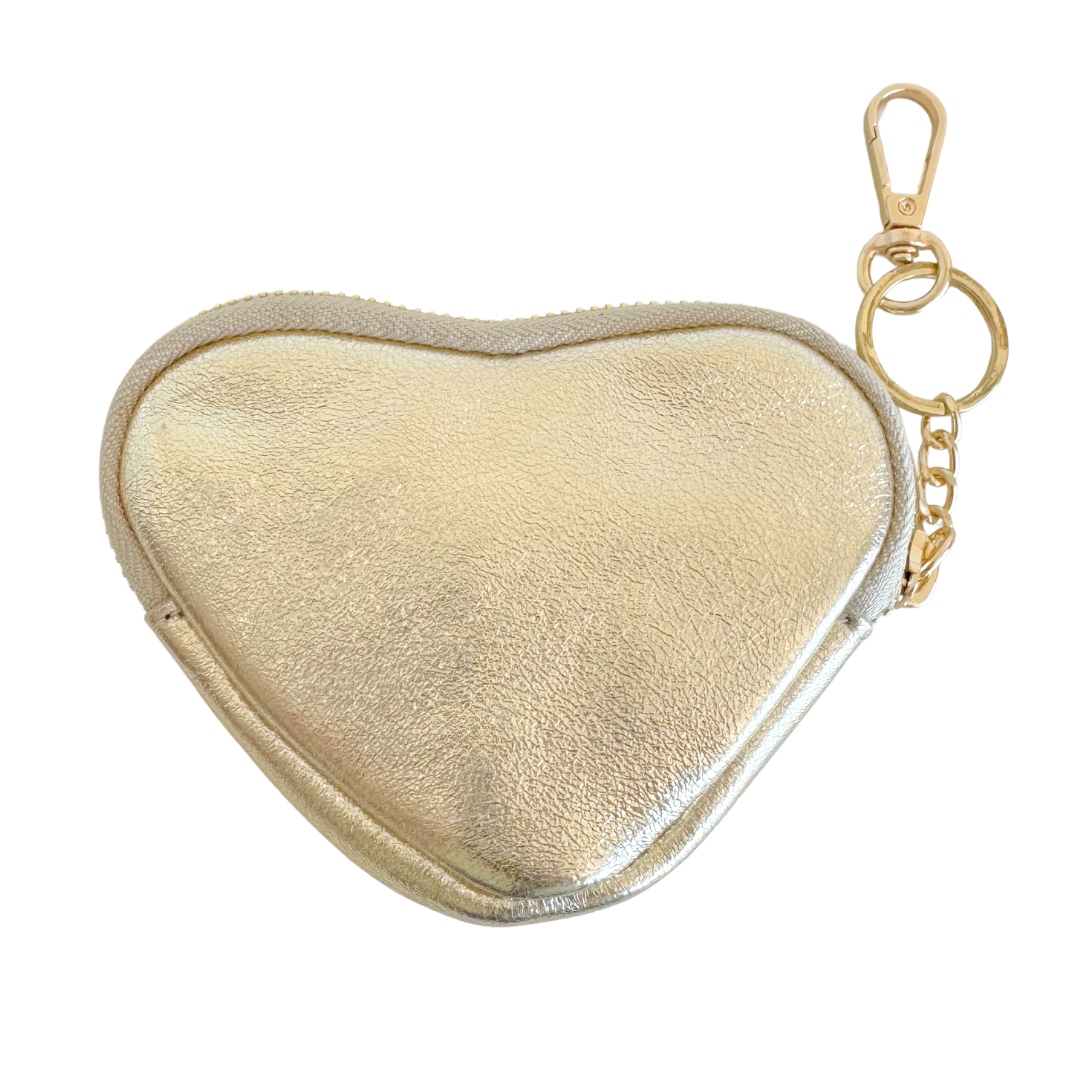 Hart Portemonneetje / Sleutelhanger | Goud Metallic