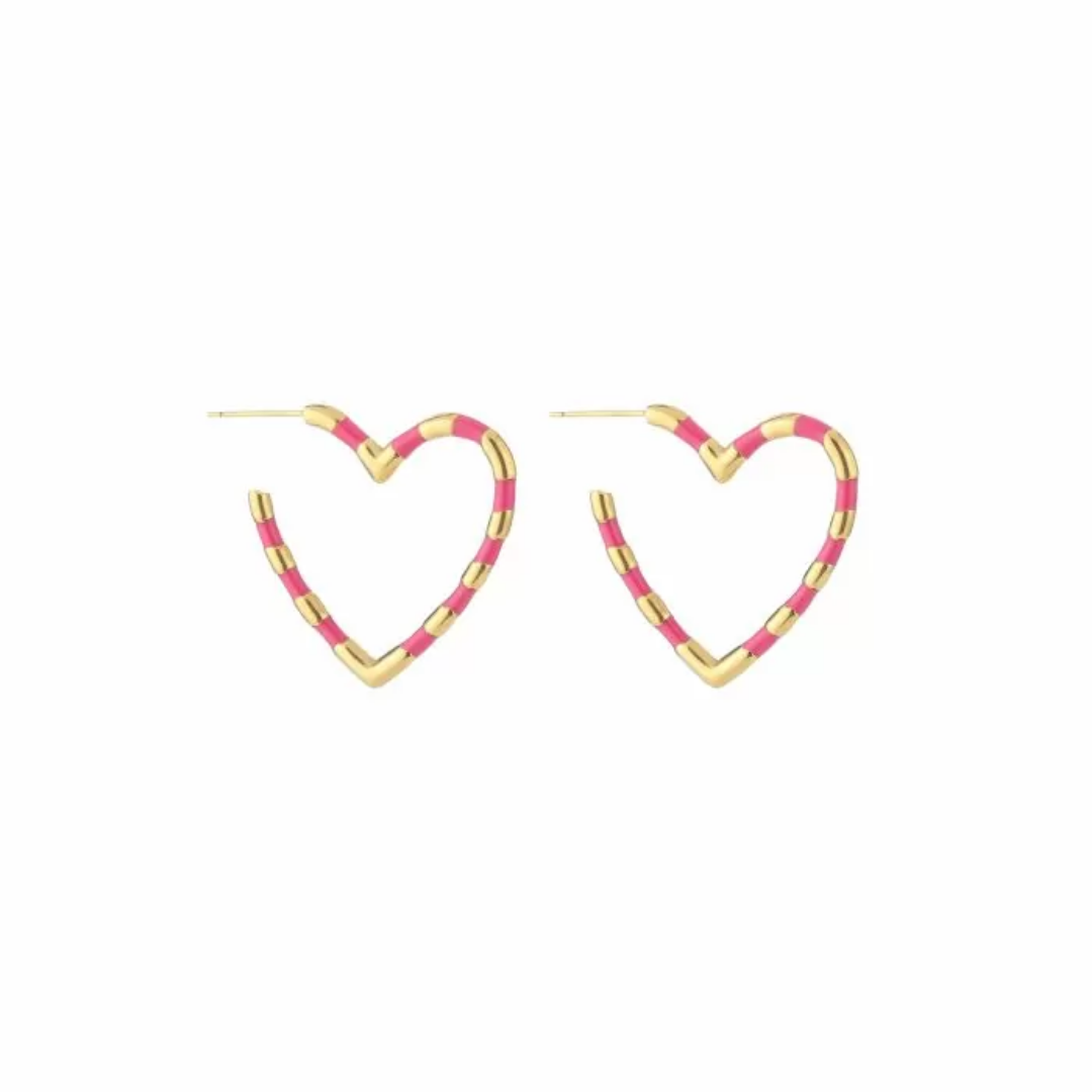 Oorbellen Harten | Fuchsia Goud