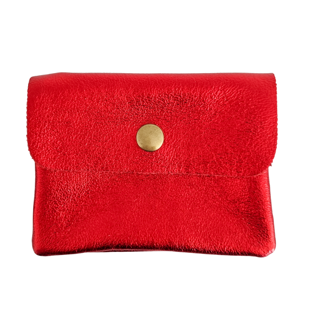 Leather wallet | Red Metallic