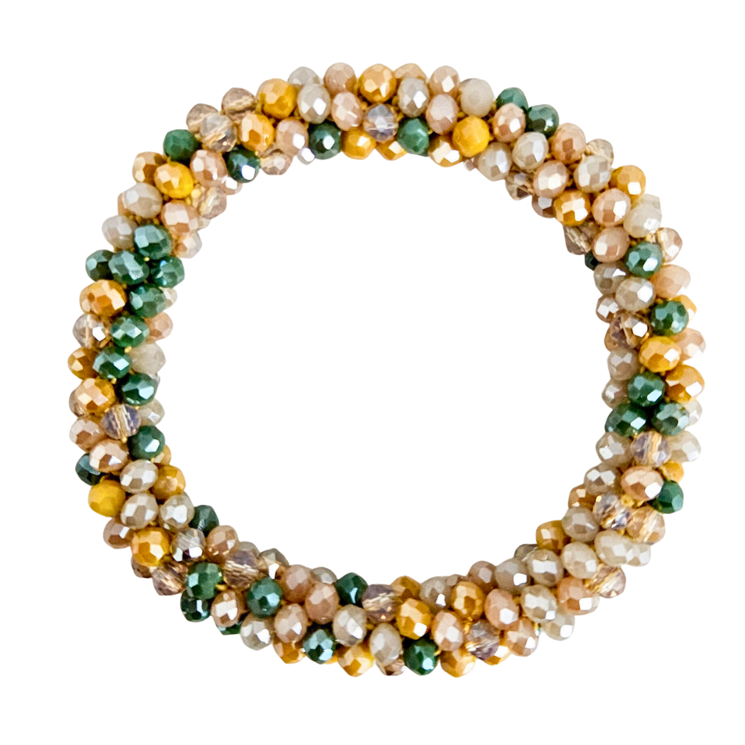 Facet Rol Armband | Green-Beige