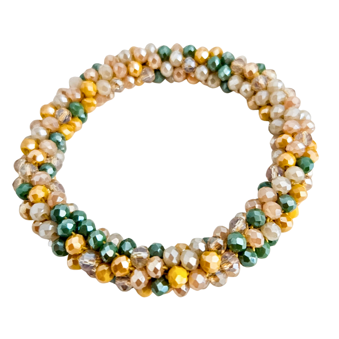 Facet Rol Armband | Green-Beige