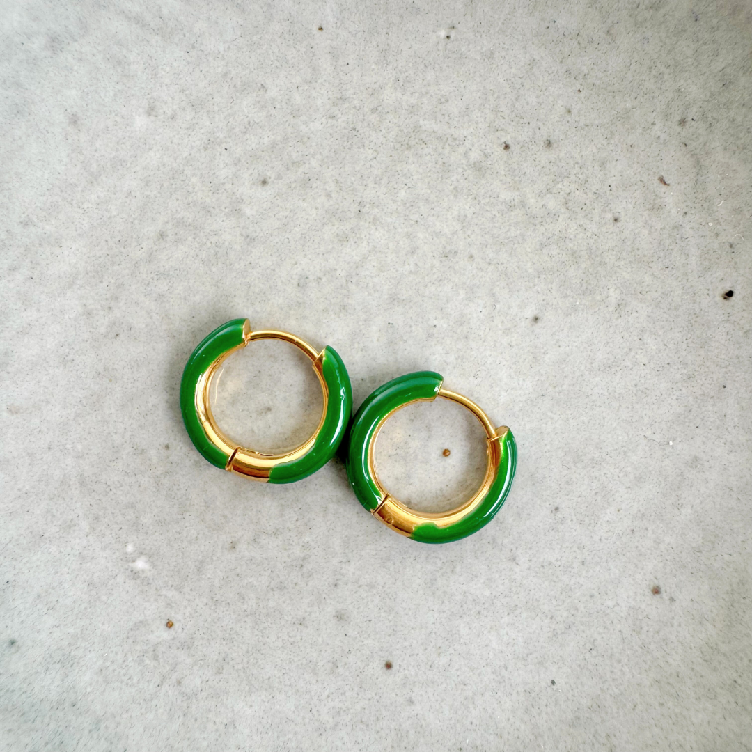 Earrings Creoles Enamel | Green