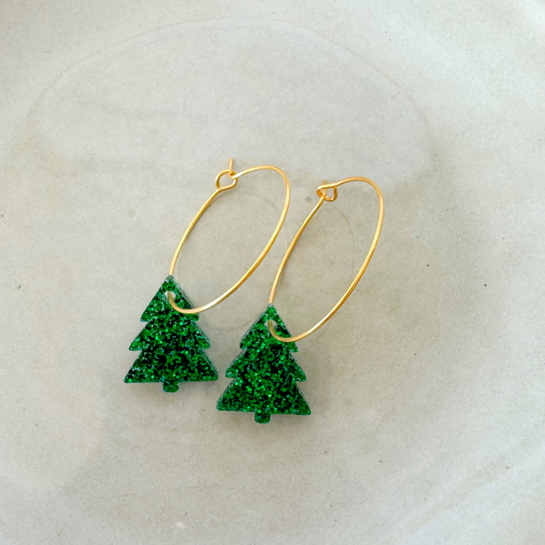 Oorbellen Hoops Lume Charms Festive | Christmas Tree - Green