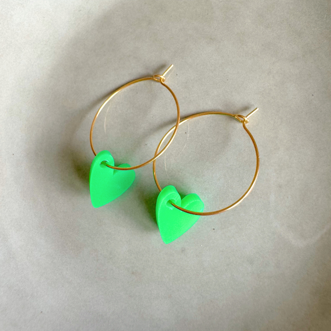 Oorbellen Hoops Lume Charms | Heart Green