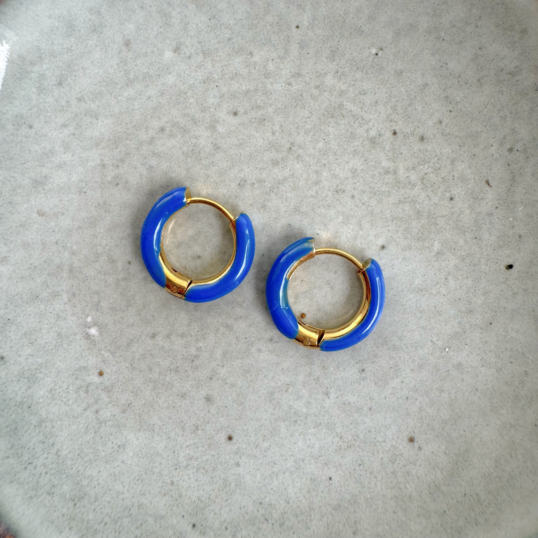 Earrings Creoles Enamel | Cobalt