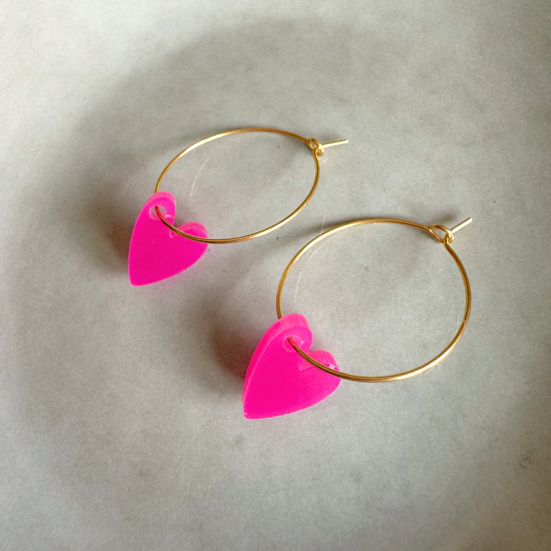 Oorbellen Hoops Lume Charms | Heart Fuchsia
