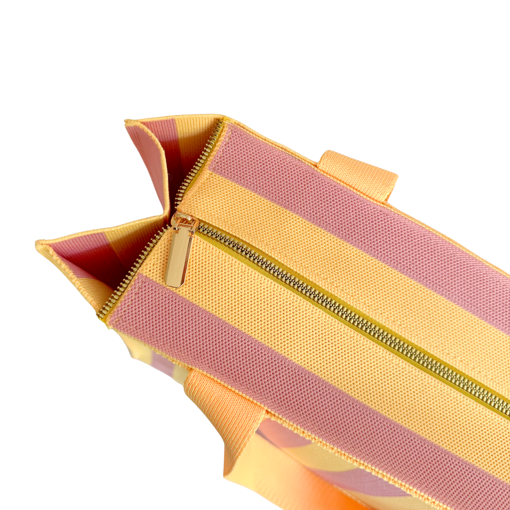 Shopper Lara | Strepen Vanille - Roze