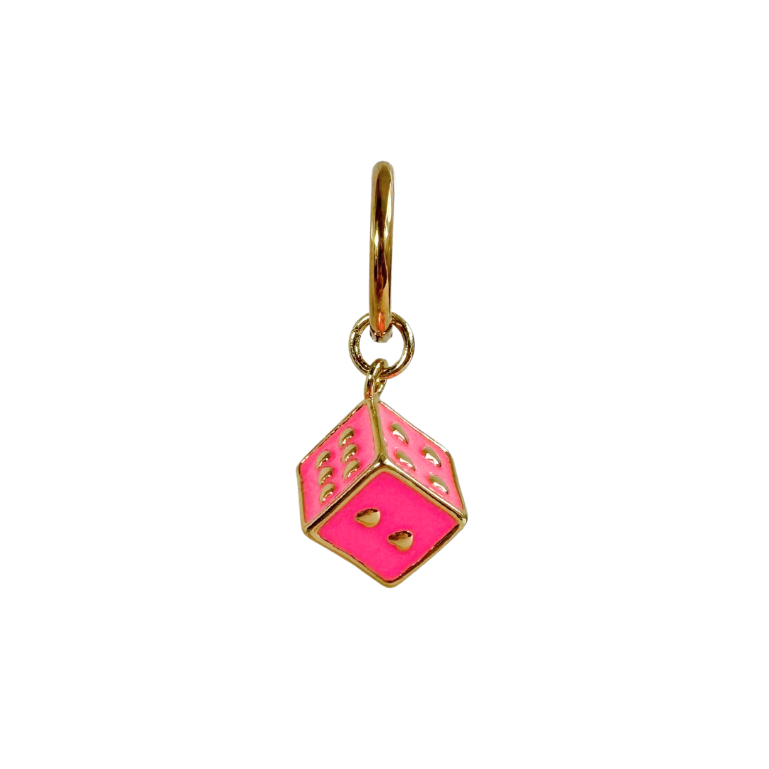 Single Oorbel Dobbelsteen Roze