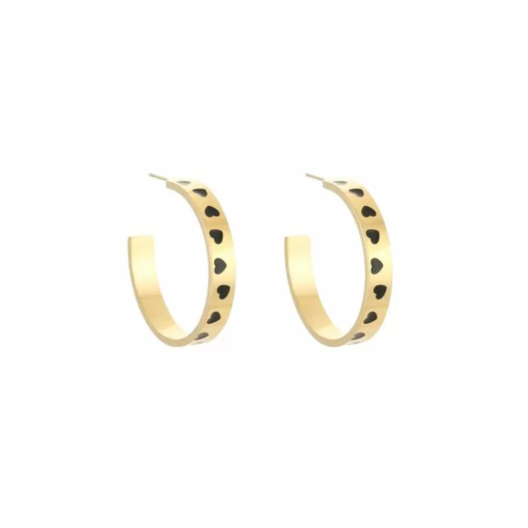 Ohrringe Herzen | Schwarzes Gold