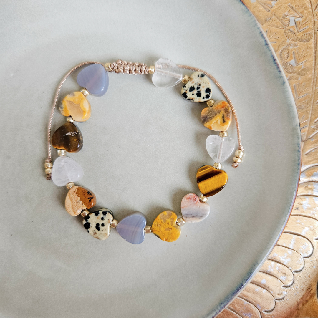 Armband Naturstein Herzen | Mix Natur