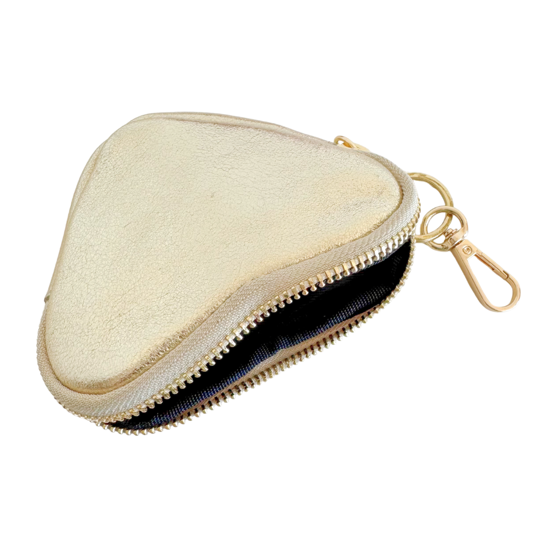 Hart Portemonneetje / Sleutelhanger | Goud Metallic