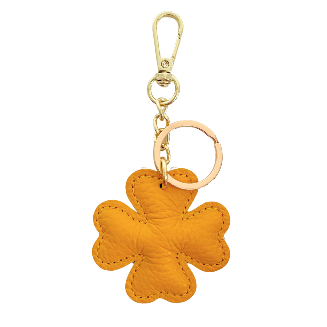 Sleutelhanger Klaver Leer | Geel