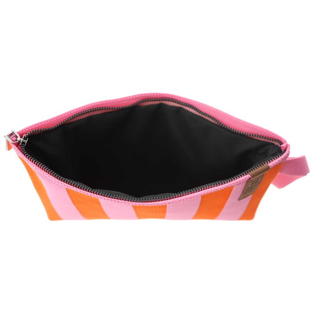 Clutch - Toilettas Billie | Strepen Oranje-Pink
