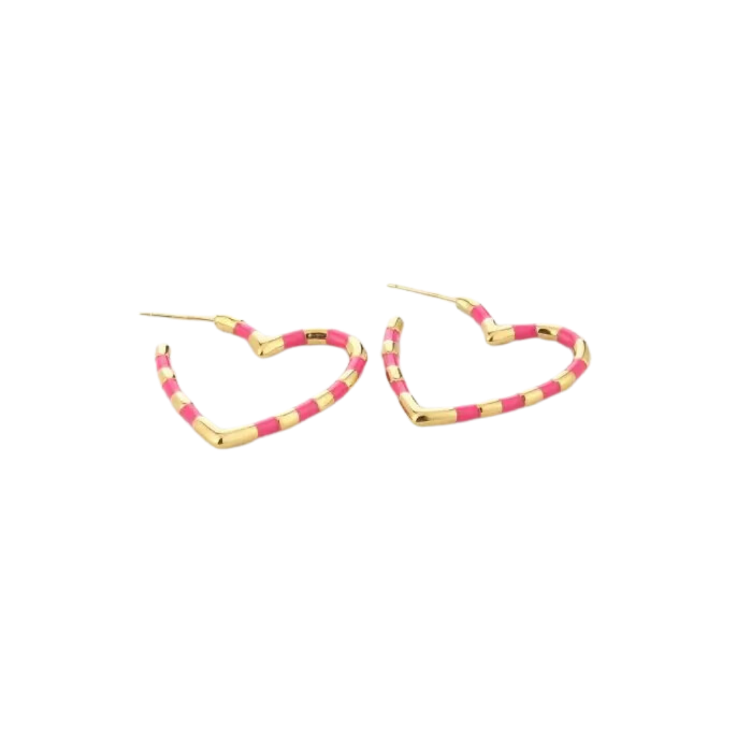 Oorbellen Harten | Fuchsia Goud