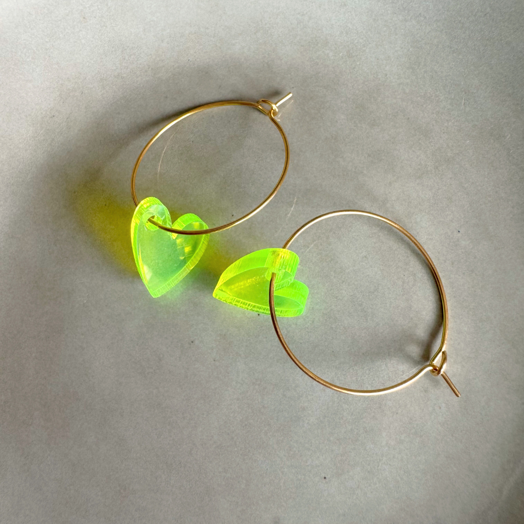 Oorbellen Hoops Lume Charms | Heart Neon Yellow