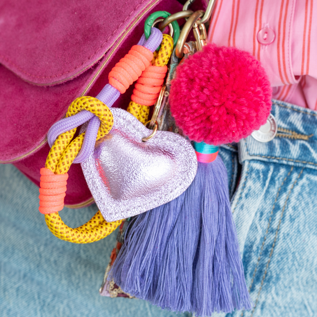 Telefoonkoord Kort | Geel-Fuchsia-Lila