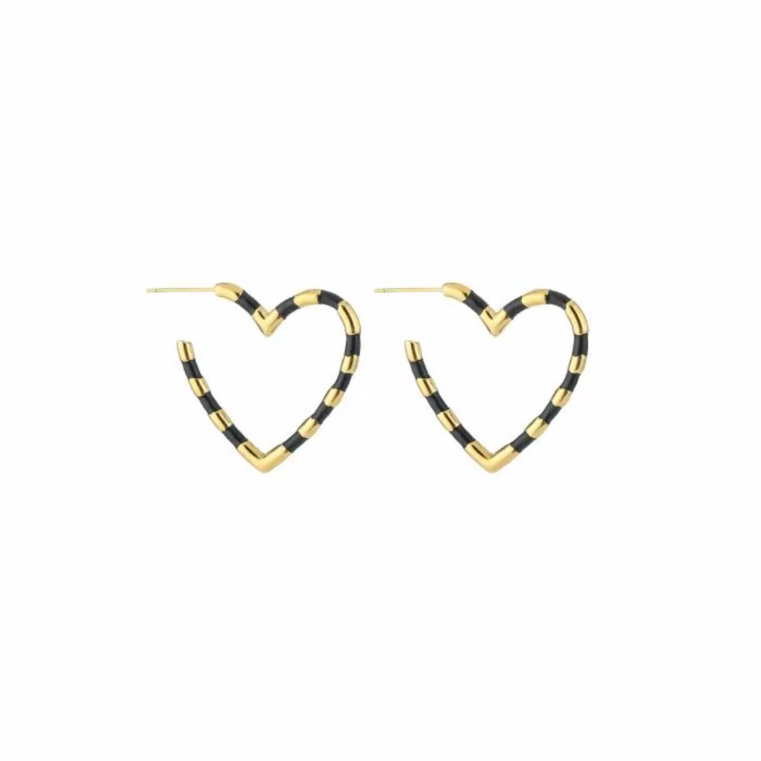 Ohrringe Herzen | Schwarzes Gold