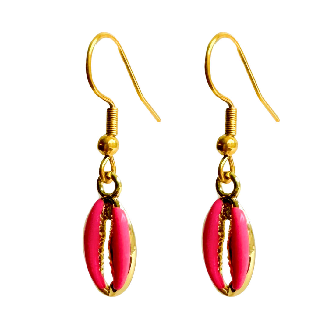 Oorbellen Shells Fuchsia | Goud