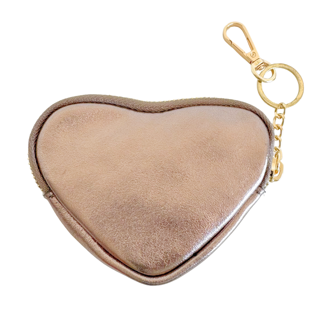Hart Portemonneetje / Sleutelhanger | Taupe Metallic