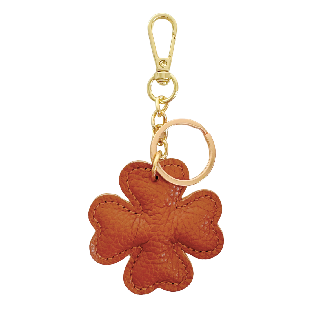 Sleutelhanger Klaver Leer | Camel