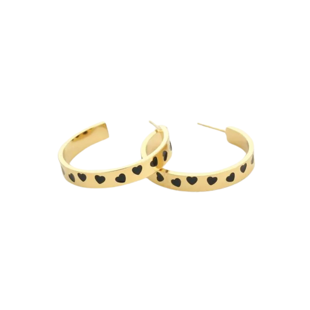 Ohrringe Herzen | Schwarzes Gold