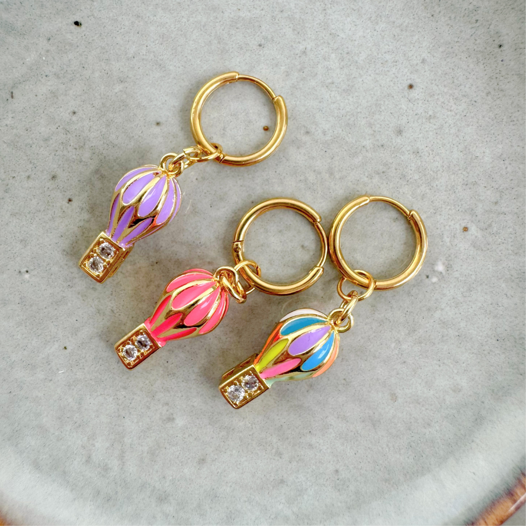 Single Earring Hot Air Balloon Multi Colors