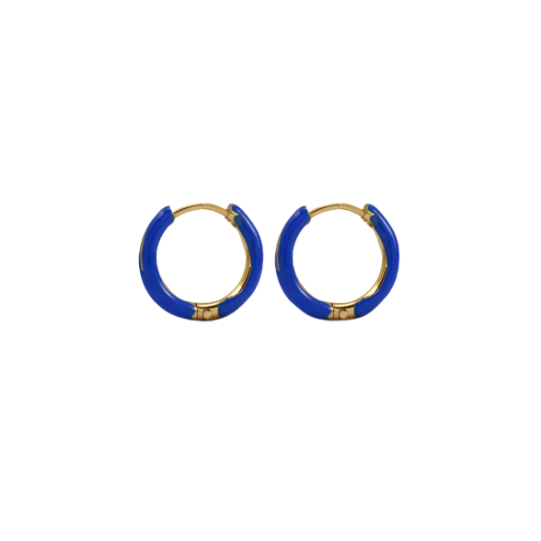 Earrings Creoles Enamel | Cobalt