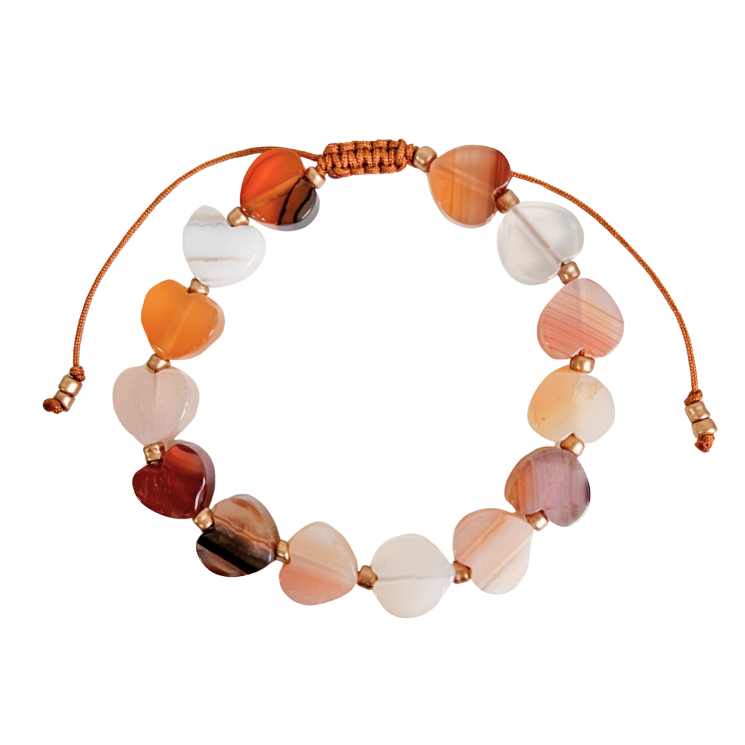 Armband Naturstein Herzen | Orangenmischung