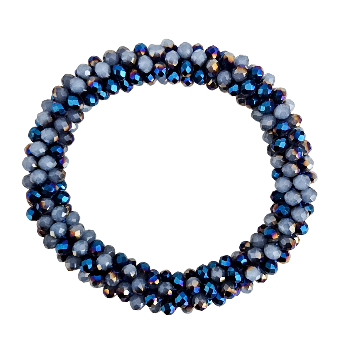 Roll On Facet Armband | Donkerblauw Mix