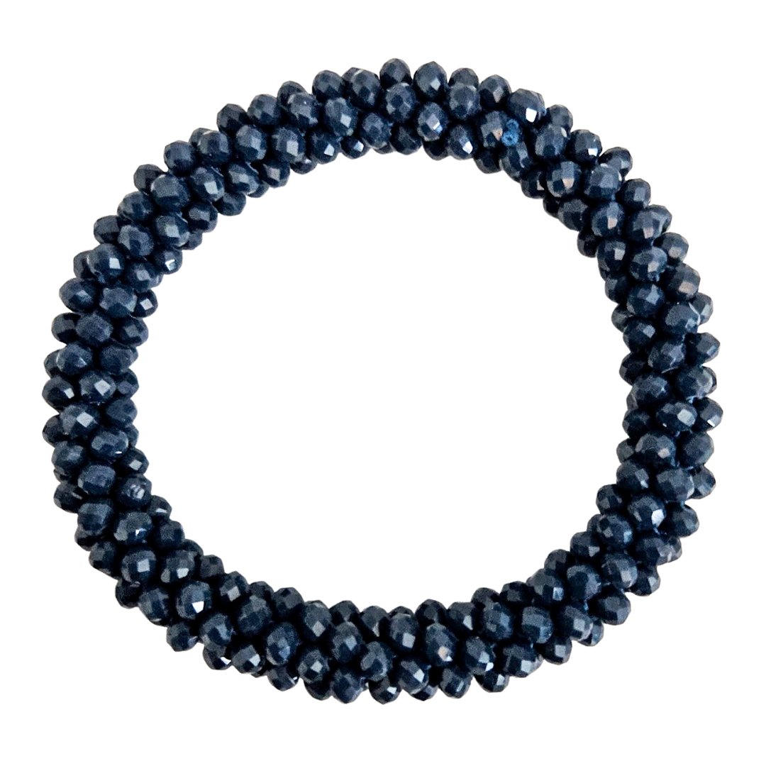 Facet Rol Armband | Antraciet Blauw