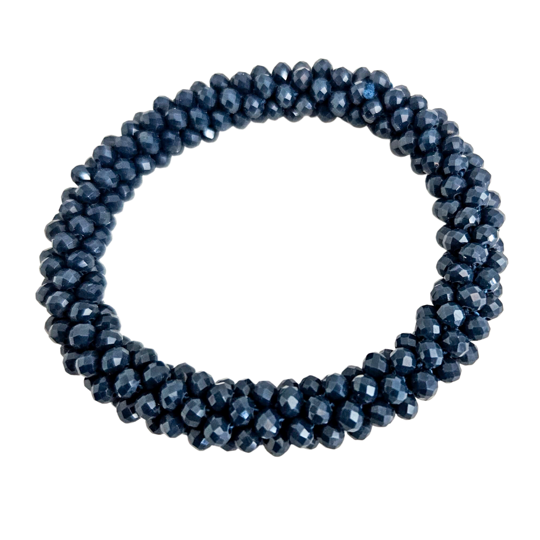 Facet Rol Armband | Antraciet Blauw
