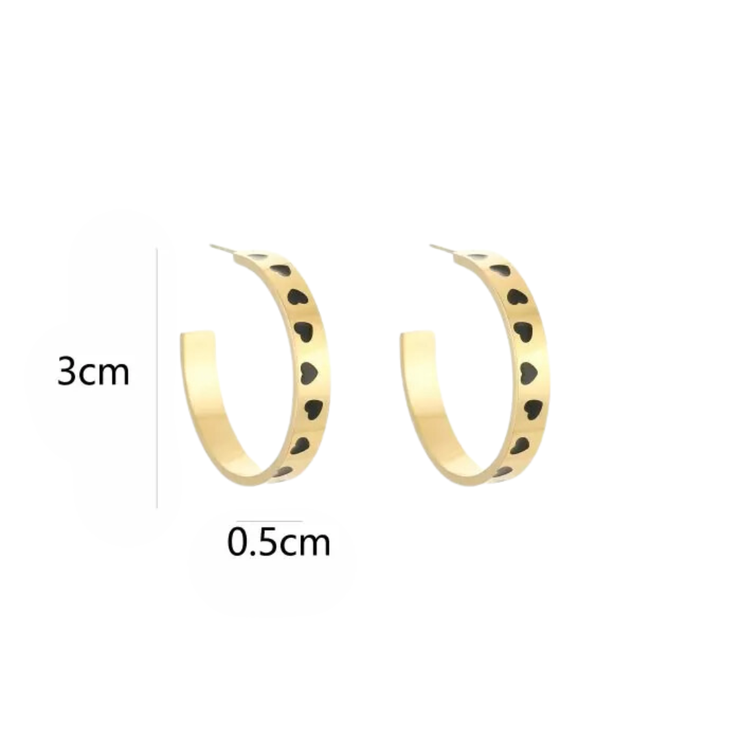 Ohrringe Herzen | Schwarzes Gold