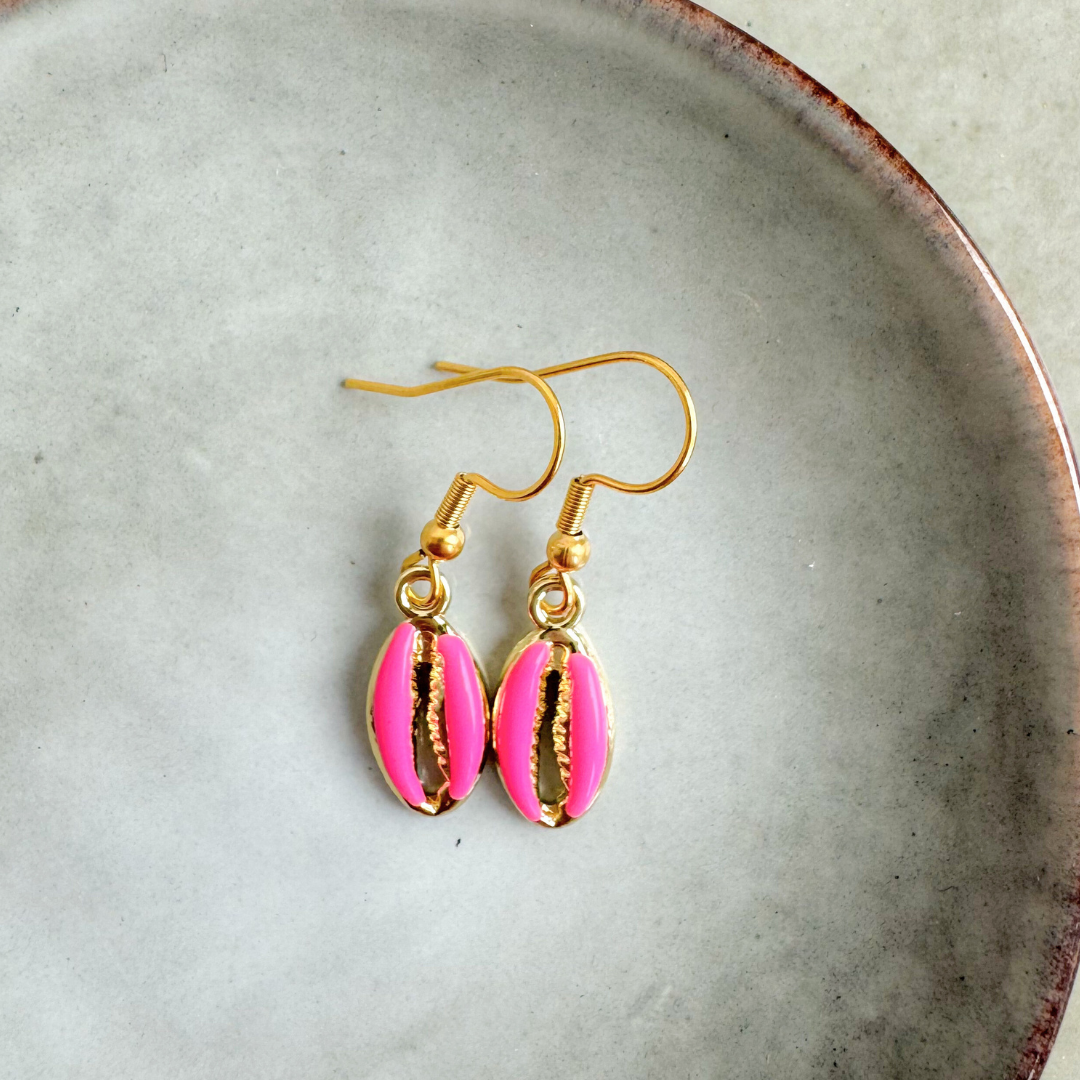 Oorbellen Shells Fuchsia | Goud