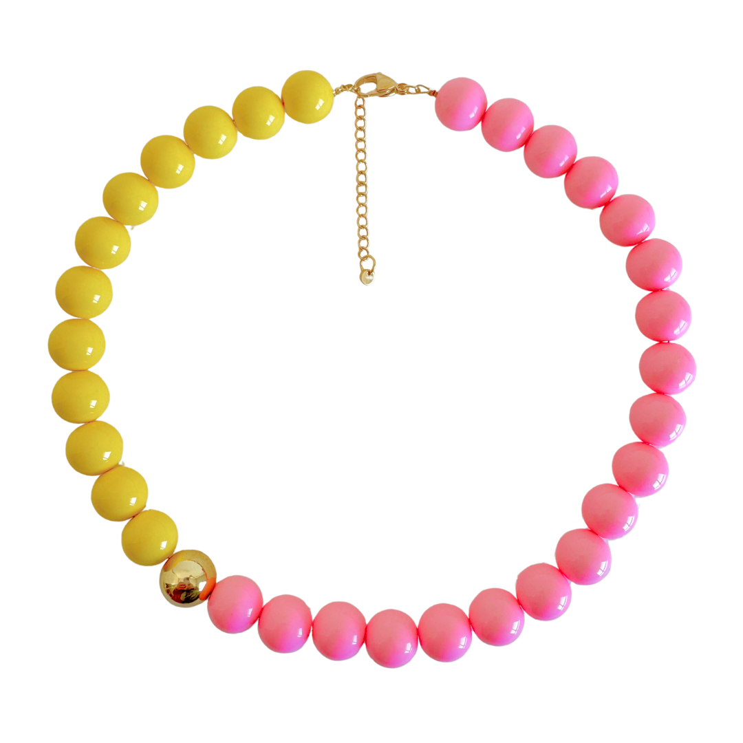 Bold Beads Ketting Two Tone | Pineapple & Candy Pink - 14 mm