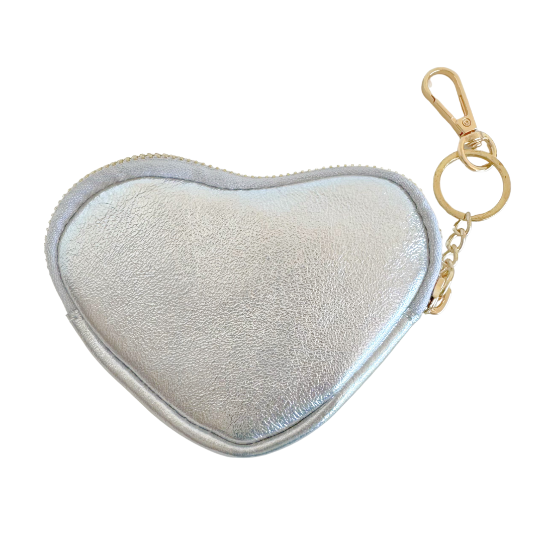 Hart Portemonneetje / Sleutelhanger | Zilver Metallic