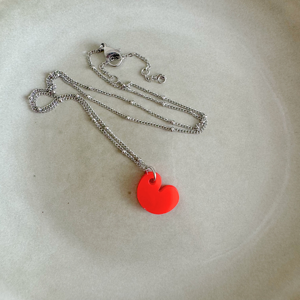 Ketting Lume Charms | Pompeblêdsje Rood Zilver