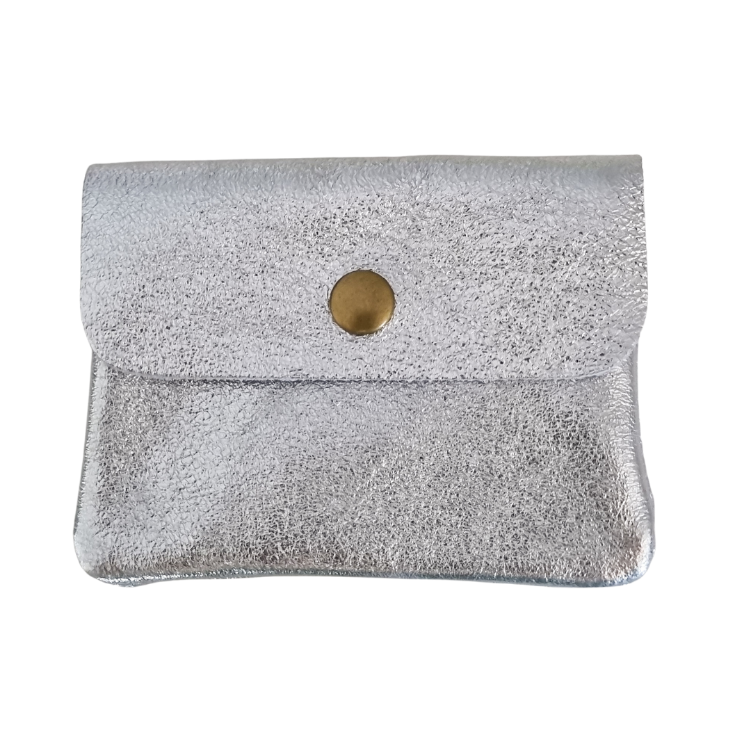 Ledergeldbörse | Silber Metallic