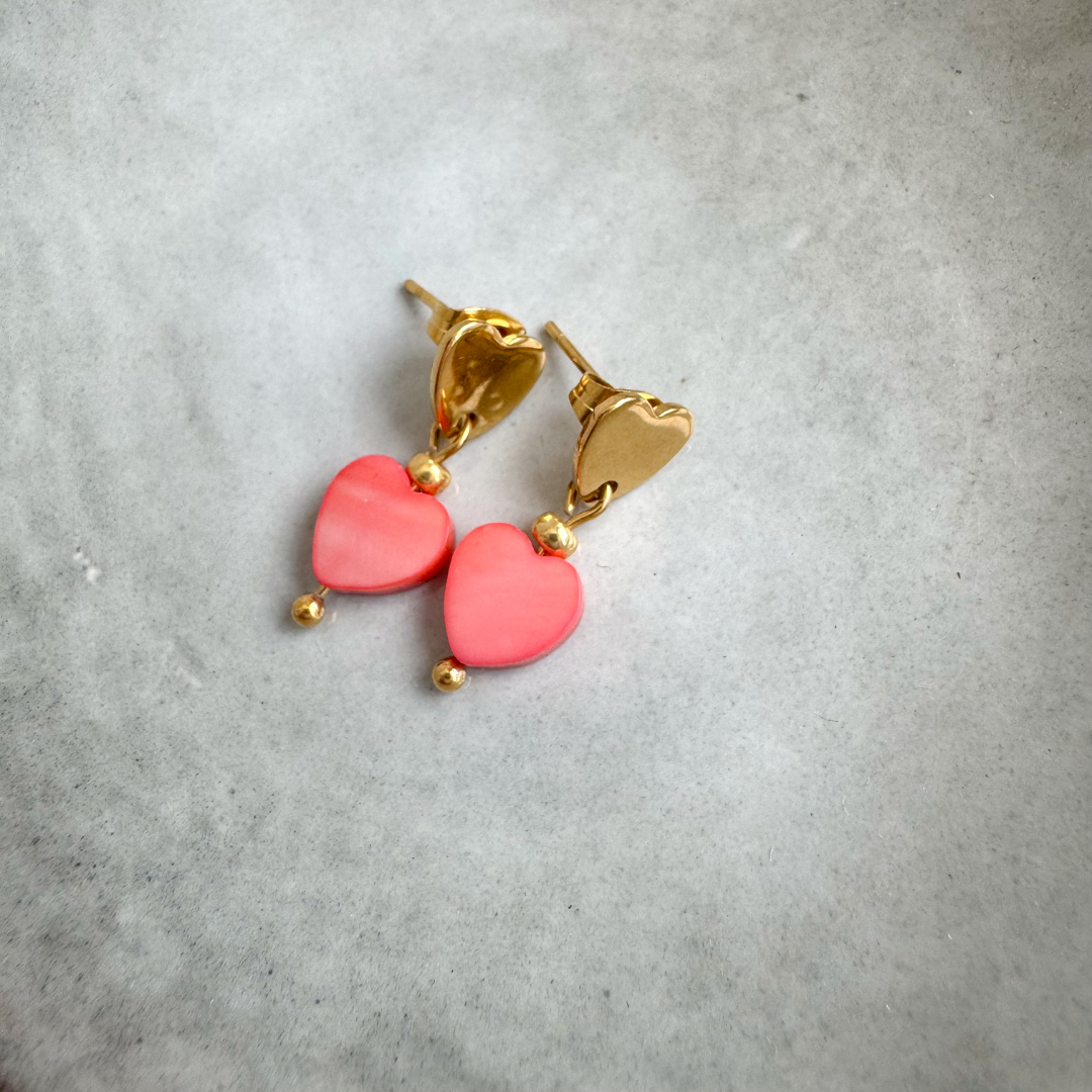Oorbellen Schelp Hartjes | Koraal