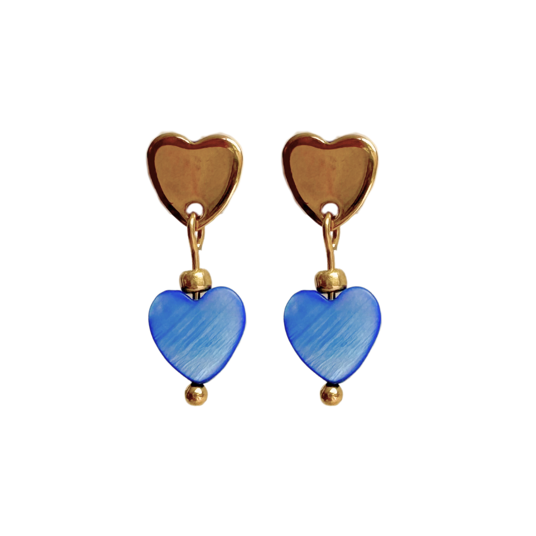 Oorbellen Schelp Hartjes | Kobalt