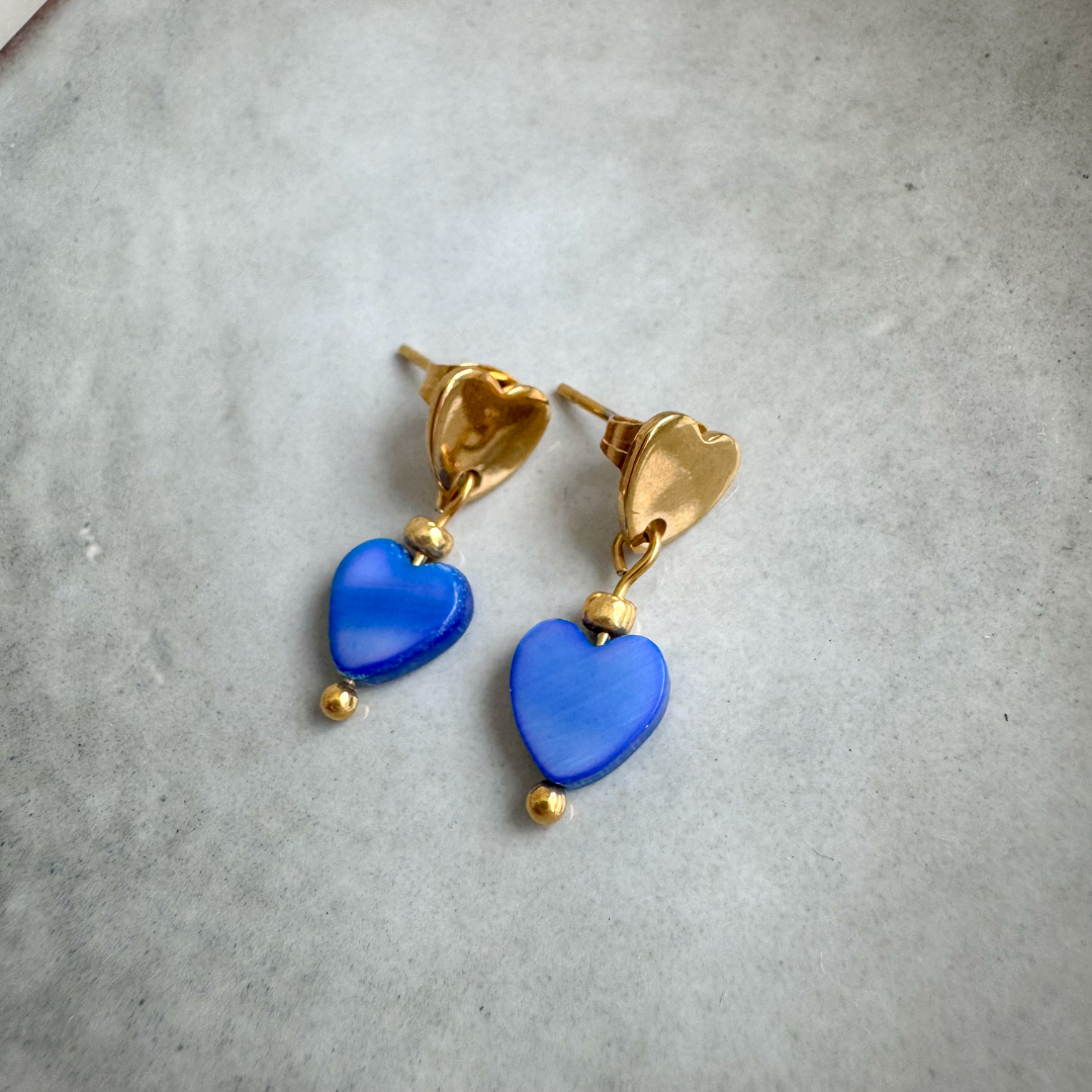 Oorbellen Schelp Hartjes | Kobalt