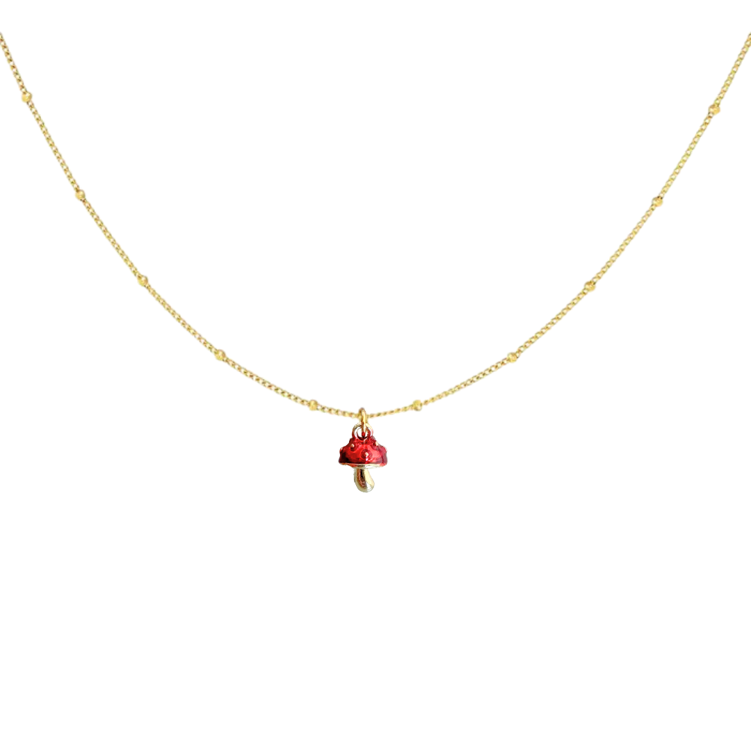 Mushroom Necklace | Red-Gold