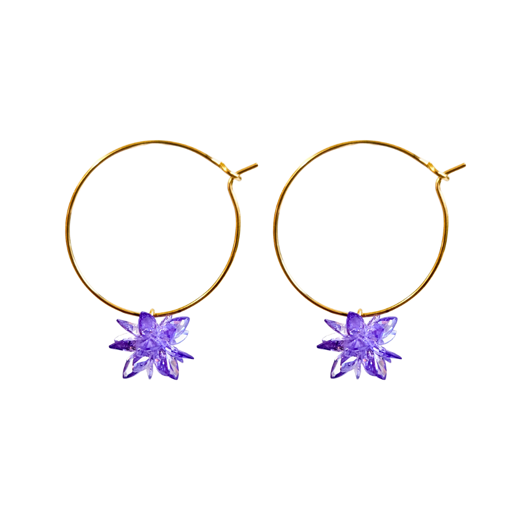 Oorbellen Zirkonia Flower | Lila