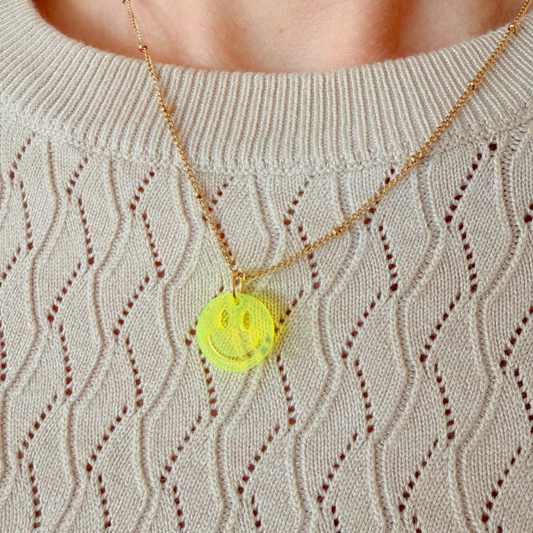 Ketting Lume Charms | Smile Neon Yellow Gold