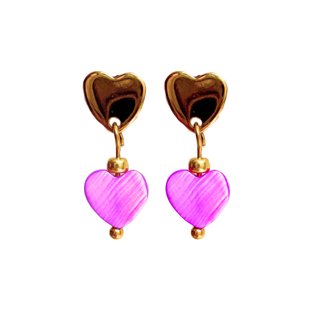 Oorbellen Schelp Hartjes | Paars