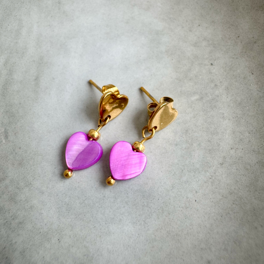 Oorbellen Schelp Hartjes | Paars
