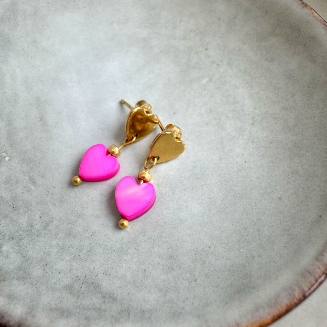 Oorbellen Schelp Hartjes | Fuchsia