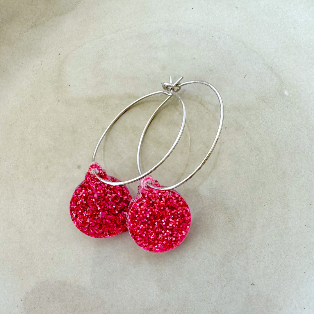 Oorbellen Hoops Lume Charms Festive | Christmas Baubles - Magenta
