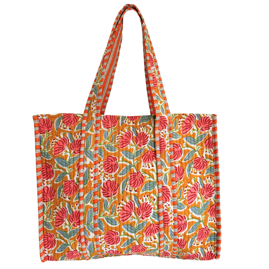 Tote Bag Veerle | Flowers Oker-Koraal