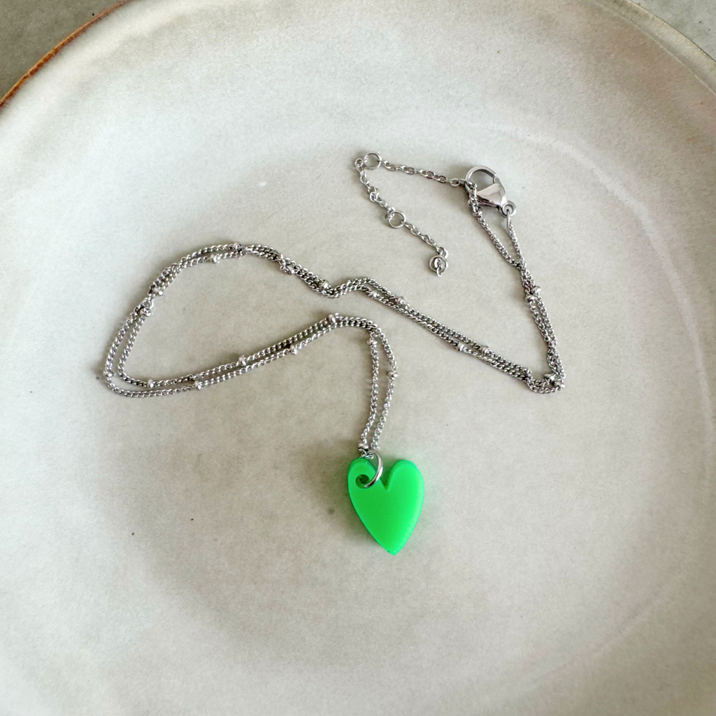 Ketting Lume Charms | Heart Green Silver
